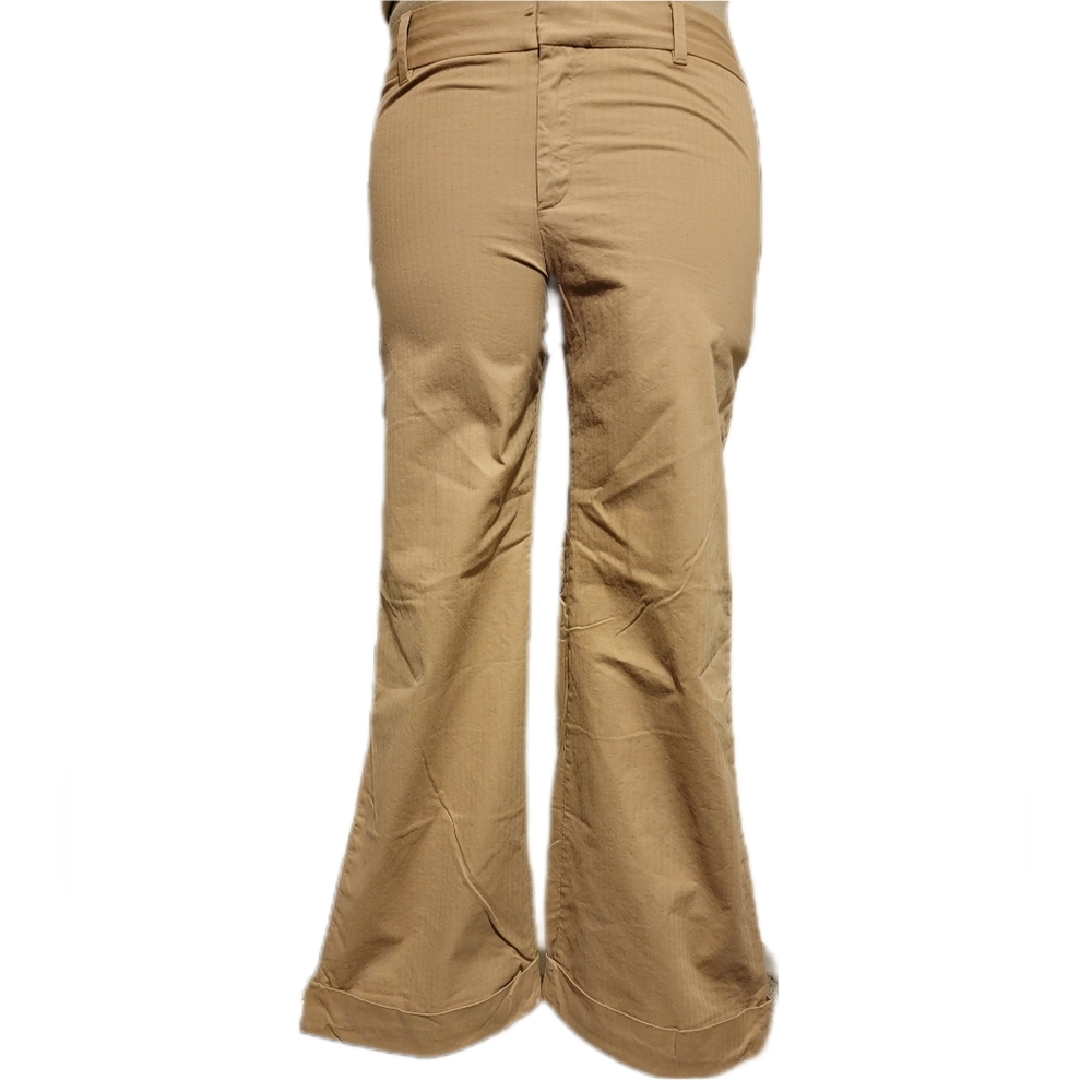 🔖Gap High Rise Wide Leg Trouser Khaki Cotton Stretch Sz 16 Reg